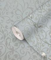 Обои Prima Italiana Colomba Винил на флизелине (1,06*10) Зеленый/Белый, Вензель/Цветы арт-80602 — фото 2, Обои