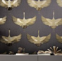 Обои Marburg Otaru Винил на флизелине (1,06*10,05) Серый/Черный/Золото, Птицы арт-34582 — фото 4, Обои