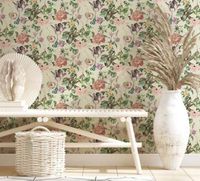 Обои Marburg Flora Винил на флизелине (0,53*10,05) Бежевый/Розовый/Зеленый, Листья/Цветы арт-47461 — фото 3, Обои для стен