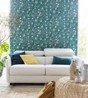 Обои Caselio Danae Винил на флизелине (53*10,05) Бирюзовый/Синий/Оранжевый, Листья/Фрукты арт-103616066 — фото 2, Обои для стен