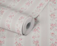 Обои AS Creation Maison Charme Винил на флизелине (0,53*10,05) Белый/Бежевый/Розовый, Полоса/Цветы арт-39069-4 — фото 2, Обои