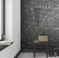 Обои Marburg Kumano Винил на флизелине (1,06*10,05) Серебряный/Черный, Абстракция/Рогожка арт-34587 — фото 4, Обои