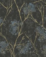 Обои Emiliana Parati Damasco Reale Винил на флизелине (1,06*10,05) Черный/Голубой/Золото, Листья/Цветы арт-73418 — фото 1, Обои для стен