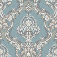 Обои Roberto Borzagi King Винил на флизелине (1,06*10) Голубой, Дамаск арт-90115-7 — фото 1, Обои для стен