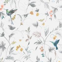 Обои Andrea Rossi Stromboli Винил на флизелине (1,06*10) Белый/Серый, Листья/Цветы/Птицы арт-54346-3 — фото 1, Обои