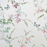 Обои Andrea Rossi Gavi Винил на флизелине (1,06*10) Бирюзовый/Зеленый/Розовый, Бабочки/Цветы арт-54373-2 — фото 1, Обои для стен