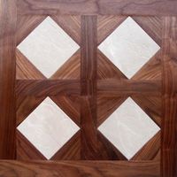 Модульный паркет Da Vinci Саттон-Валенс орех американский скоблёный с белым травертином — фото 1, Модульный паркет