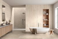 Керамогранит Marazzi Ragno Realstone Travertino Struttura 3D Canneto Vein Titanio Rett арт-RCC1 — фото 9, Керамогранит