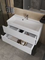 Тумба с раковиной Orange Line 100 подвесная Белая матовая арт-Li-100Tuw+RA100 — фото 3, Тумбы с раковиной