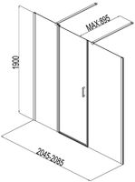 Душевая дверь Aquanet Cinetic AE12-N-120H190U-CT + AE12-F-90H190U-CT 210 профиль Хром стекло прозрачное арт-254244 — фото 3, Распашные душевые двери
