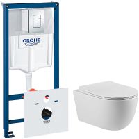 Комплект унитаза Vincea Evo Rimless VT1-34S с инсталляцией Grohe Rapid SL 38775001 с сиденьем Микролифт и клавишей смыва Хром арт-VT1-34S+38775001 — фото 1, Комплекты унитаз + инсталляция