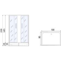 Душевой уголок River Morava XL 100x80 МТ без поддона арт-10000003370 — фото 4, Прямоугольные душевые уголки