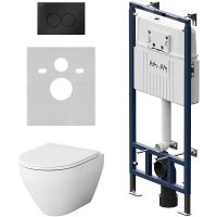 Товар: Комплект унитаза с инсталляцией AM.PM Spirit V2.0 FlashClean с сиденьем Микролифт и Черной матовой клавишей смыва арт-IS100138.701700 - фото 1 Комплект унитаза с инсталляцией AM.PM Spirit V2.0 FlashClean с сиденьем Микролифт и Черной матовой клавишей смыва арт-IS100138.701700 — фото 1, Комплекты унитаз + инсталляция