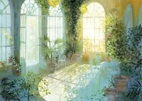 Фреска Ortograf Городской пейзаж живопись 5464 Фактура бархат FX Флизелин (3,8*2,7) Зеленый/Бирюзовый, Интерьер/Листья/Живопись арт-5464 (бархат FX) — фото 2, Фрески