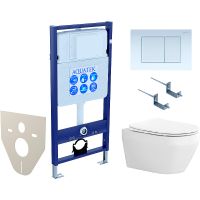 Комплект унитаза с инсталляцией Aquatek с сиденьем Микролифт и Белой клавишей смыва арт-SET AQUATEK ЛЕЯ-009 4в1 — фото 1, Комплекты унитаз + инсталляция