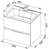 Тумба с раковиной Aquanet Алвита 60 подвесная Белый глянец арт-213095 — фото 9, Тумбы с раковиной