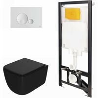 Комплект унитаза с инсталляцией Point Меркурий Черный матовый с сиденьем Микролифт и Белой клавишей смыва арт-886914GBO1+PN41831BM — фото 1, Комплекты унитаз + инсталляция