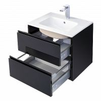 Тумба под раковину Aquaton Римини 60 подвесная Черный глянец арт-1A226601RN950 — фото 3, Тумбы под раковину