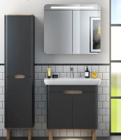 Шкаф пенал Vitra Sento 40 L подвесной с бельевое корзиной Антрацит матовый арт-60856 — фото 3, Пеналы для ванной комнаты