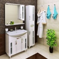 Зеркало со шкафом Runo Толедо 75 R с подсветкой Белое арт-00000001041 — фото 5, Зеркальные шкафы в ванную