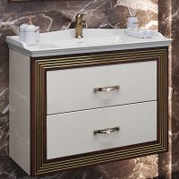 Тумба под раковину Opadiris Карат 80 подвесная Слоновая кость с золотой патиной арт-00-00003520 — фото 1, Тумбы под раковину