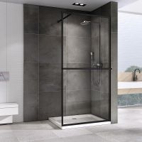 Душевая перегородка Abber Immer Offen 100 профиль Черный стекло прозрачное арт-AG60100B8 — фото 1, Душевые перегородки