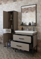 Тумба под раковину Sanflor Норд 80 Тауп Черный муар арт-С08107 — фото 3, Тумбы под раковину