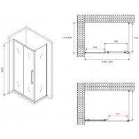 Душевой уголок Abber Schwarzer Diamant 120x80 профиль Черный стекло матовое арт-AG30120BMH-S80BM — фото 5, Прямоугольные душевые уголки