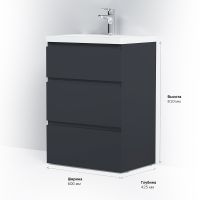 Тумба под раковину AM.PM Gem S 60 Графит матовый арт-M91FSX0602GM — фото 10, Тумбы под раковину
