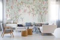 Фреска Ortograf Aurora 34118 Фактура флок FLK Флизелин (5,30*2,70) Коричневый/Красный/Зеленый, Деревья/Цветы/Птицы арт-34118 (флок FLK) — фото 3, Фрески