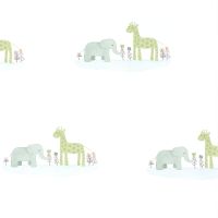 Обои детские Casadeco Rose Nino Винил на флизелине (0,53*10,05) Голубой/Зеленый, Животные арт-85536132 — фото 1, Обои для стен