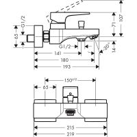 Смеситель для ванны Hansgrohe Metropol Шлифованный черный хром арт-32540340 — фото 2, Смеситель для ванны