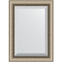 Зеркало Evoform Exclusive 73х53 с фацетом в багетной раме - Состаренное серебро с плетением 70 мм арт-BY 1122 — фото 1, Зеркала в ванную комнату