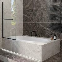 Товар: Шторка на ванну Veconi Palau 90 профиль Черный матовый стекло прозрачное арт-PL79B-90-01-C4 - фото 2 Шторка на ванну Veconi Palau 90 профиль Черный матовый стекло прозрачное арт-PL79B-90-01-C4 — фото 2, Шторки для ванной распашные