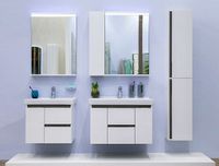 Шкаф пенал Aquaton Рене 31 подвесной Белый Грецкий орех арт-1A222003NRC80 — фото 9, Пеналы для ванной комнаты