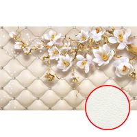 Фреска Ortograf 3D 6677 Фактура флок FLK Флизелин (4,4*2,7) Бежевый/Золото/Белый, Цветы/Абстракция арт-6677 (флок FLK) — фото 1, Фрески