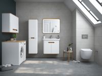 Шкаф пенал Vitra Sento 40 L подвесной с бельевое корзиной Белый матовый арт-60854 — фото 4, Пеналы для ванной комнаты