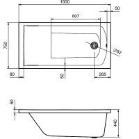 Акриловая ванна Santek Фиджи 150x75 без гидромассажа арт-1WH501598 — фото 5, Акриловые ванны