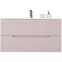 Тумба с раковиной Orange Line 100 подвесная Латте матовый арт-Li-100TuL+Ra — фото 1, Тумбы с раковиной