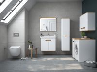 Шкаф пенал Vitra Sento 40 R подвесной с бельевое корзиной Белый матовый арт-60842 — фото 5, Пеналы для ванной комнаты