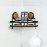 Полка корзина Fixsen Magic Wood угловая Черная матовая Дерево арт-FX-940B-1 — фото 2, Полки для ванной и душа