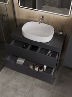 Тумба с раковиной Orange Line 100 подвесная Графит матовый арт-Li-100TugMDF+B04-600W — фото 4, Тумбы с раковиной