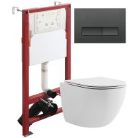 Товар: Комплект унитаза с инсталляцией Agger с сиденьем Микролифт и Черной матовой клавишей смыва арт-ATI03100+APB244 - фото 1 Комплект унитаза с инсталляцией Agger с сиденьем Микролифт и Черной матовой клавишей смыва арт-ATI03100+APB244 — фото 1, Комплекты унитаз + инсталляция