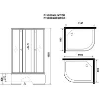 Душевая кабина Niagara Promo 110x80 L без гидромассажа арт-P110/80/40L/MT/BK — фото 11, Душевые кабины