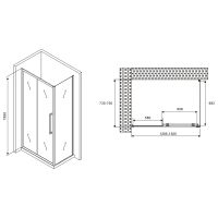 Душевой уголок Abber Schwarzer Diamant 130x75 профиль Хром стекло прозрачное арт-AG30130H-S75 — фото 5, Прямоугольные душевые уголки