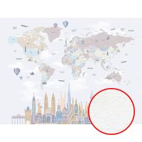 Фреска детская Ortograf Little Friends 34381 Фактура бархат FX Флизелин (4*3) Серый/Бежевый, Карты/Город арт-34381 (бархат FX) — фото 1, Фрески