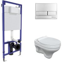 Комплект унитаза с инсталляцией Berges Novum с сиденьем Микролифт и клавишей смыва Хром глянцевый арт-042438 — фото 1, Комплекты унитаз + инсталляция