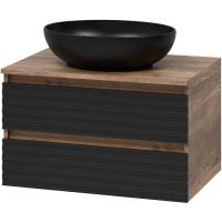 Тумба под раковину Brevita Dakota 70 подвесная Черный кварц Дуб Галифакс олово арт-DAK-09070-19/02-2Я — фото 1, Тумбы под раковину