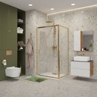 Душевой уголок Niagara Nova 100х90 профиль Холодное золото стекло прозрачное арт-NG-42-10AG-A90G — фото 2, Прямоугольные душевые уголки