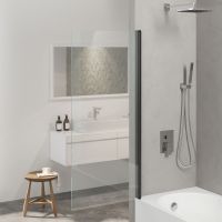 Шторка на ванну Berges River S Black 80х145 профиль Черный матовый стекло прозрачное арт-065011 — фото 2, Шторки для ванной распашные